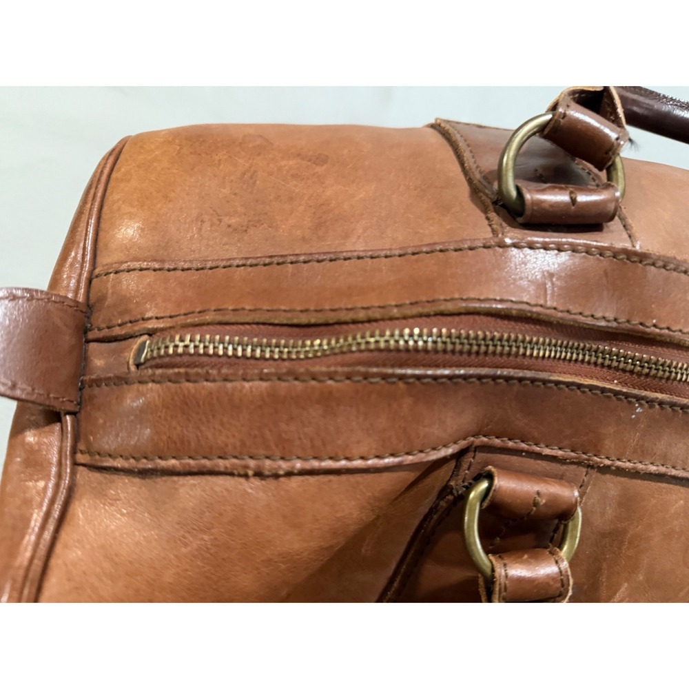 Ralph Lauren Leather Duffel Bag Unisex Large Brown Good Vintage Heritage Crest - Picture 10 of 16
